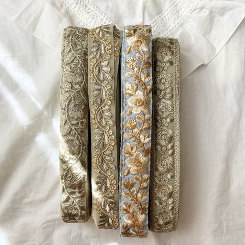 インド刺繍リボン カット売り チュール シルクベース ❷