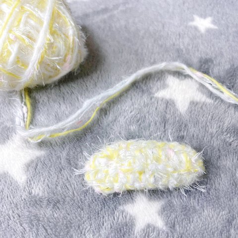 黄　レモンスカッシュ　毛糸ヘアピン　編みヘアピン　ヘアクリップ　カギ編み