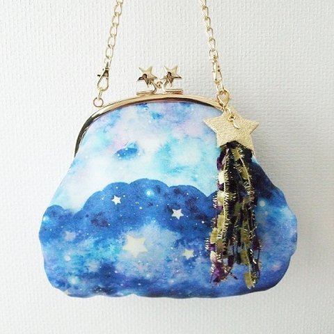 【Hanako掲載商品☆受注制作】☆hoshizora2wayがま口ポシェット☆流れ星のタッセル付