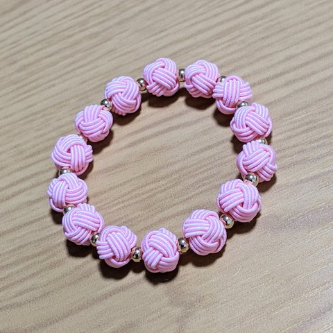 秋桜　ピンク　水引×ゴールドビーズの輪っか　ブレスレット　☆コスモス