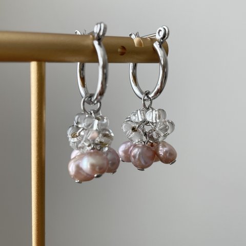 【silver】pink pearl (ピアス/イヤリング)