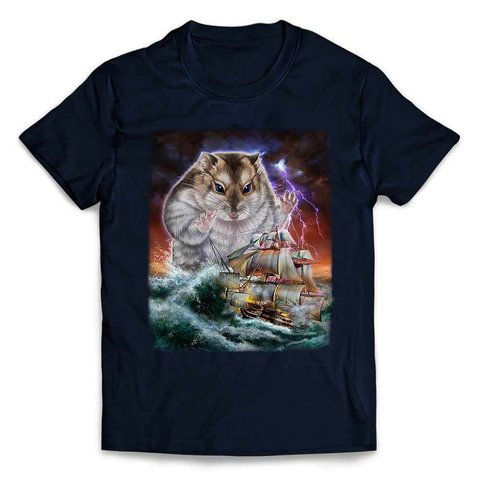 半袖Tシャツ 船を襲う ハムスター 海 雷 嵐 by FOX REPUBLIC