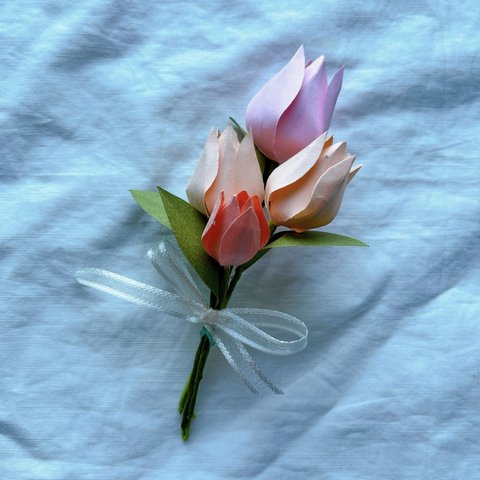 立体折り紙　チューリップの花束　ブーケ　花