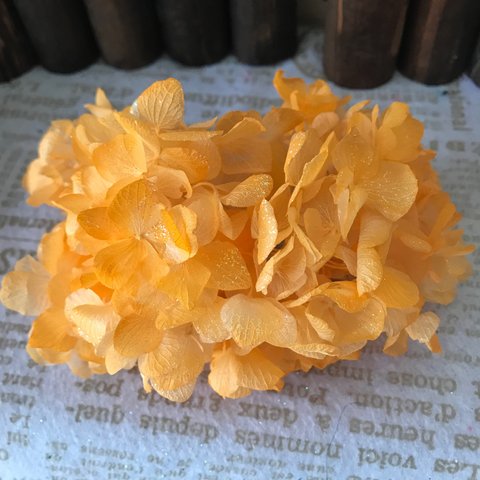 シフォン素材❣️美咲アレンジ加工ふんわりオレンジグラデーション紫陽花小分け❣️ハーバリウム花材プリザーブドフラワー