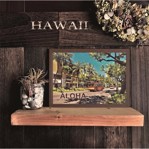 【送料無料】南国の風景☆HAWAII No.570                                フレーム付    A4サイズ