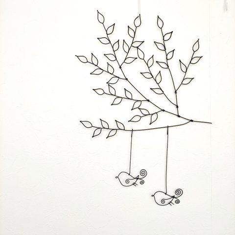 鳥と木の枝　小鳥さん　ワイヤークラフト　ワイヤーアート