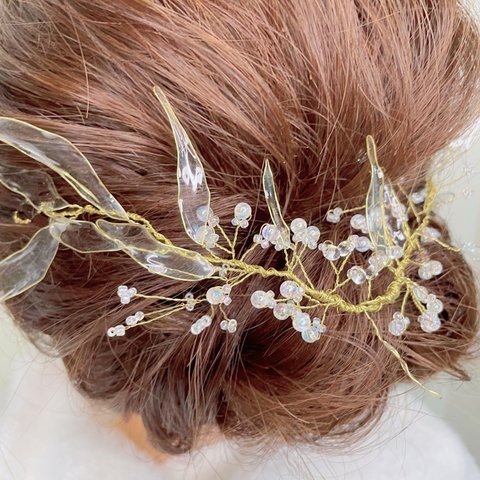 ディップフラワー リーフ 花冠 ウェディング 打ち掛け 振袖 和装 プリザーブドフラワー 成人式髪飾り 結婚式 成人式