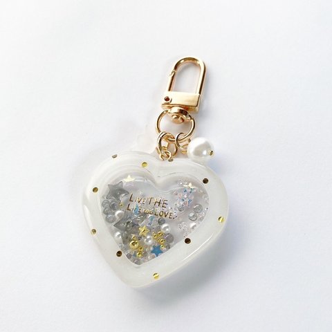 [4月26日再販] Dots shaker heart keychain (gray)