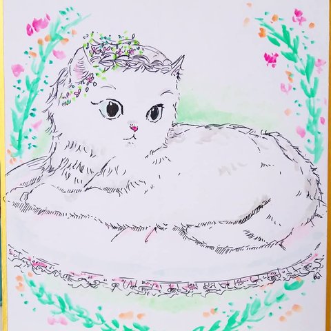 姫にゃんこミニ色紙(原画)ケース付き