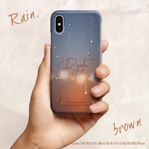 iPhone12/iPhoneSE2/iPhone11/スマホケース〈雨〉ブラウン/メンズ/iPhoneXR/iPhoneXS/iPhone/お揃い/ペア/名入れ/おそろい/メンズ