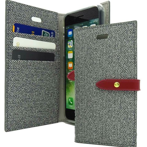 【メール便送料無料】iPhone7 / iPhone8 (兼用) グレーカラー 手帳型 スマホケース マグネット携帯カバー