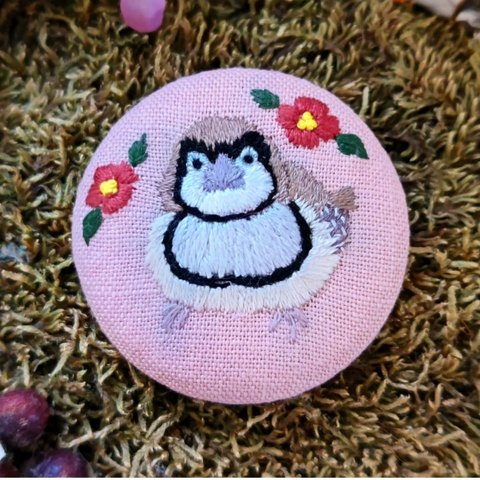 刺繍ブローチ カノコスズメ (ヘアゴム)