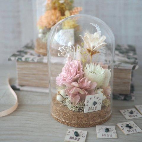 母の日おすすめ 誕生石が選べる  誕生月の天然石 flower dome　-pink-