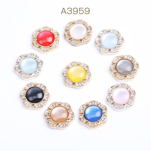 A3959  45個  貼付けパーツ アクリル貼付けパーツ アクリルカボション キャッツアイ調 フラワー 18mm カラーミックス  3X（15ヶ）