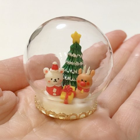 クリスマス ミニチュア クリスマスツリー 飾り スノードーム 雪だるま くまさん サンタ ツリー クリスマス オブジェ