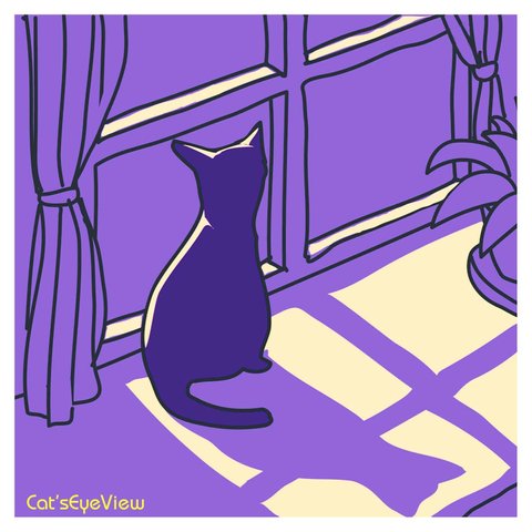 CAT009_月明かりの窓辺・夜の猫
