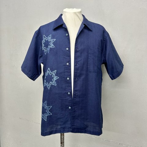 ⭐︎SALE⭐︎  藍染シャツ　メンズシャツ　絞り染　本藍染