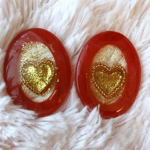 vintage oval earring/pierce🍒cherry