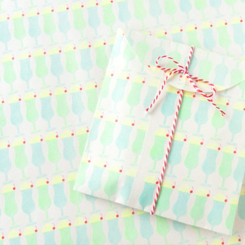 【WRAPPING PAPER】クリームソーダ（4枚入り/A3 ラッピングペーパー）