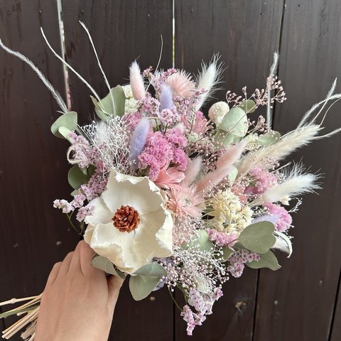 《オーダーMサイズ》ドライフラワーのおまかせbouquet･:*+.色合いのご希望🉑