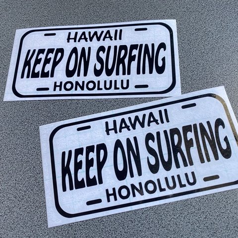 USA  USナンバー【 KEEP ON  SURFING 】Hawaii sticker ステッカー お得2枚セット 【カラー選択可】 送料無料♪