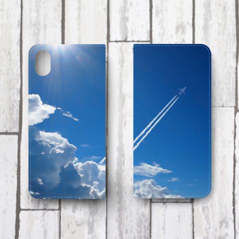 青空と飛行機雲 ver4 帯なし手帳型スマホケース