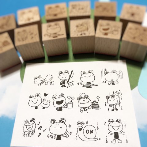 【全12種類】 1つ選べる♪　ケロケロかえるのはんこ