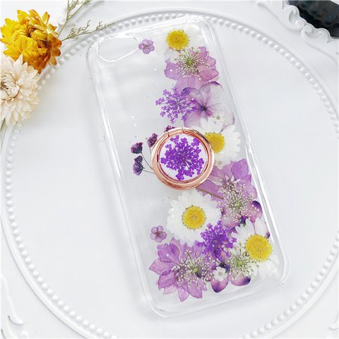 ＊春の花＊全機種対応 押し花スマホケース 名入れ可 iPhone12 iPhone12mini Xperia1 II Xperia10 II Xperia10 III Aurora's garden