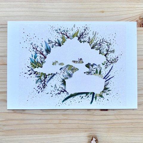 Bonsai Outline Art Postcard 盆栽アートはがき