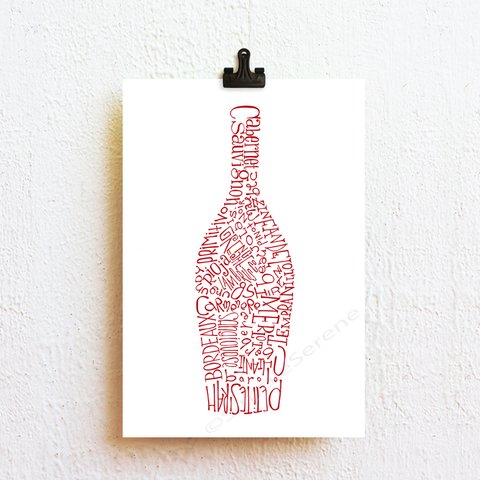 レッド ワイン ボトル　小さなアート
