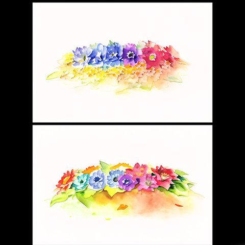 にじいろの花々　ポストカード　２枚セット