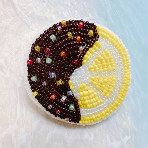 ビーズ刺繍★チョコがけレモン