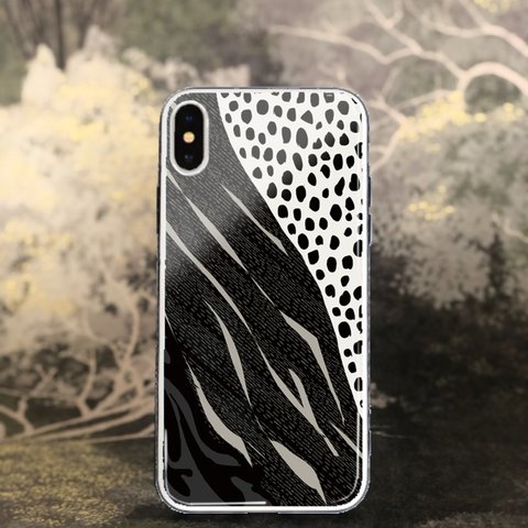 【受注製作】背面強化ガラス仕上げ　iPhone専用ケース『Black & White』