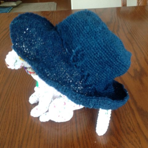 シルク（きびそ）藍染 手編み帽子　