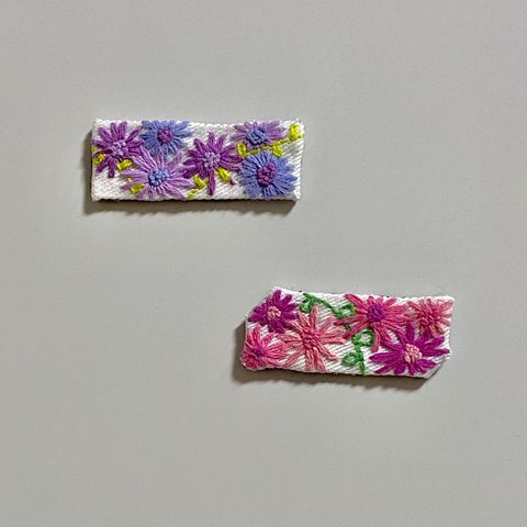 花 刺繍 マグネット (ピンク)(紫)