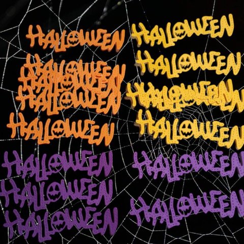 派手にHalloween ダイカット ハロウィン 文字 3色 15枚 クラフトパンチ コラージュ アルバム