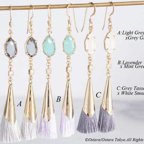 【14KGF】Earrings,Pale Color Tassel