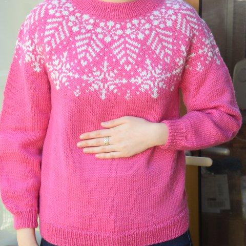 Sale 打ち上げ花火の様な模様のローズセーター