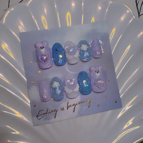 No.17 ぷくぷく雲♡sugar bear nail♡