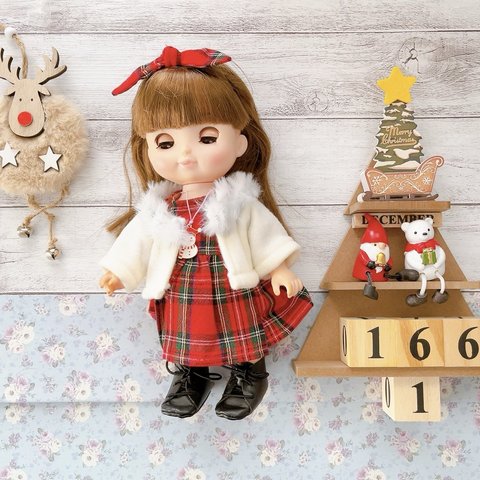 完売＊166-1メルちゃん・ソラン&レミン＊クリスマスカラーのワンピ&ジャケット