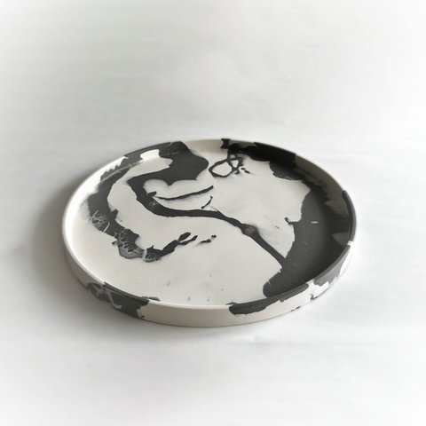 【ミラーへの変更可！】interior round tray or mirror(white×gray A)