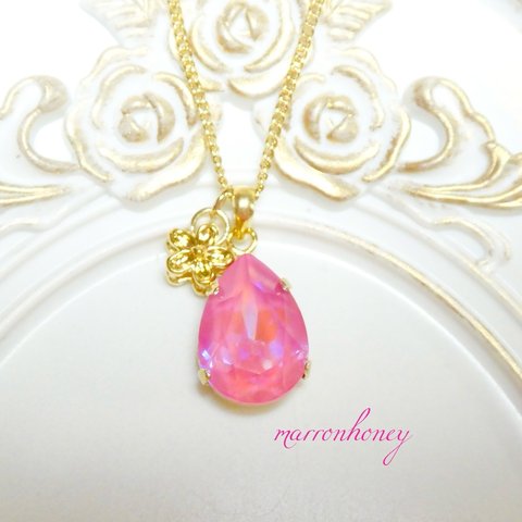 再販drop SWAROVSKI flowerネックレス