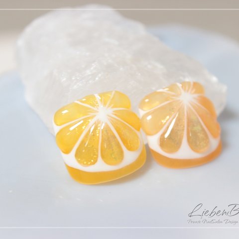 再販2★オレンジとレモンのネイル 【フット用ネイルチップ】
