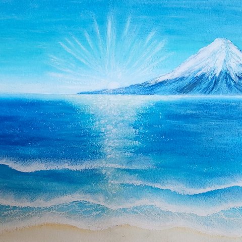 富士山　風景画　絵画　パステル　富士山の絵