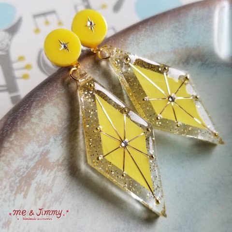 ✴50's inspired diamond shaped ＆ starburst earrings✴【Lemon】ピアス・イヤリング