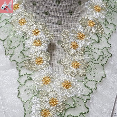 ◆白いお花刺繍の半襟