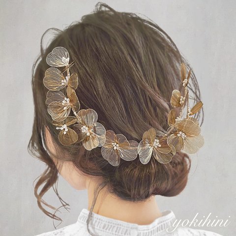 ウェディングヘッドドレス ＊ 結婚式 前撮り プリザーブドフラワー 髪飾り ヘッドパーツ ヘアアクセサリー 花嫁 新婦 ブルー パープル ホワイト 青 紫 白