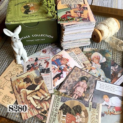 【S280コラージュ素材】海外和紙シール 紙モノ　童話　日記　ジャンクジャーナル　ヴィンテージ  バレット