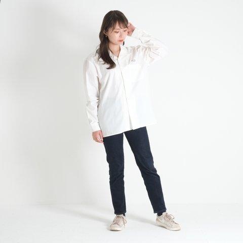 オープンカラーシャツ　長袖　オフホワイト/ユニセックス