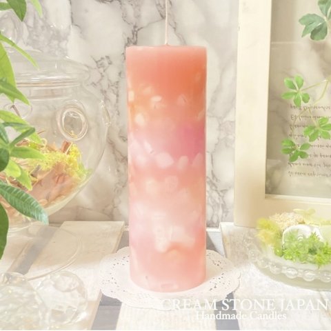 Φ5.1cm×H15cm ペタルキャンドル (ピーチ) № 000686  /Gradation Candles